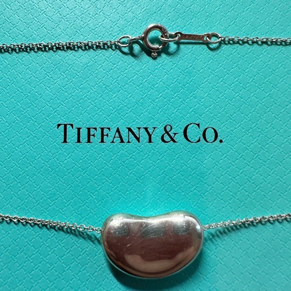 Tiffany & Co Vintage 1989 Elsa Perretti Sterling Silver Bean Necklace 18… - Picture 2 of 8